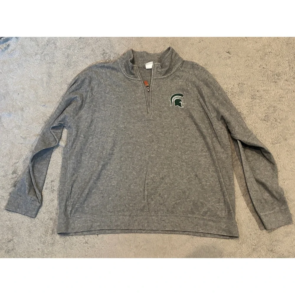 Captivating Apparel Michigan State Spartans Mens XL Quarter Zip Pullover Gray